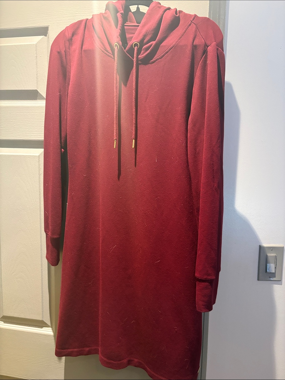 Calvin Klein Burgundy Hoodie Dress